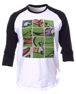 PLAYERA MANGA LARGA TORTUGAS NINJA MOSAICO BLANCO Y NEGRO GRANDE