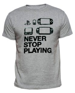 PLAYERA PLAYSTATION NEVER STOP PLAYING GRIS XGRANDE