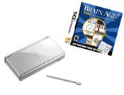 CONSOLA NINTENDO DS PLATA METALICO CON BRAIN AGE 2
