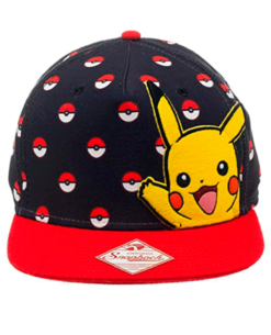 GORRA SNAPBACK POKEMON PIKACHU Y POKEBOLAS NEGRA
