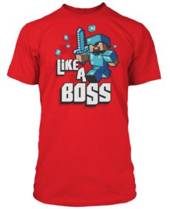 PLAYERA MINECRAFT LIKE A BOSS ROJA GRANDE