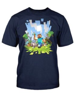 PLAYERA MINECRAFT AVENTURERO AZUL MARINO MEDIANA