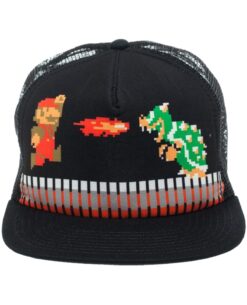 GORRA TRUCKER SUPER MARIO Y BOWSER PIXEL NEGRA