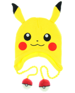 GORRO BEANIE POKEMON ROSTRO PIKACHU CON POKEBOLAS AMARILLO