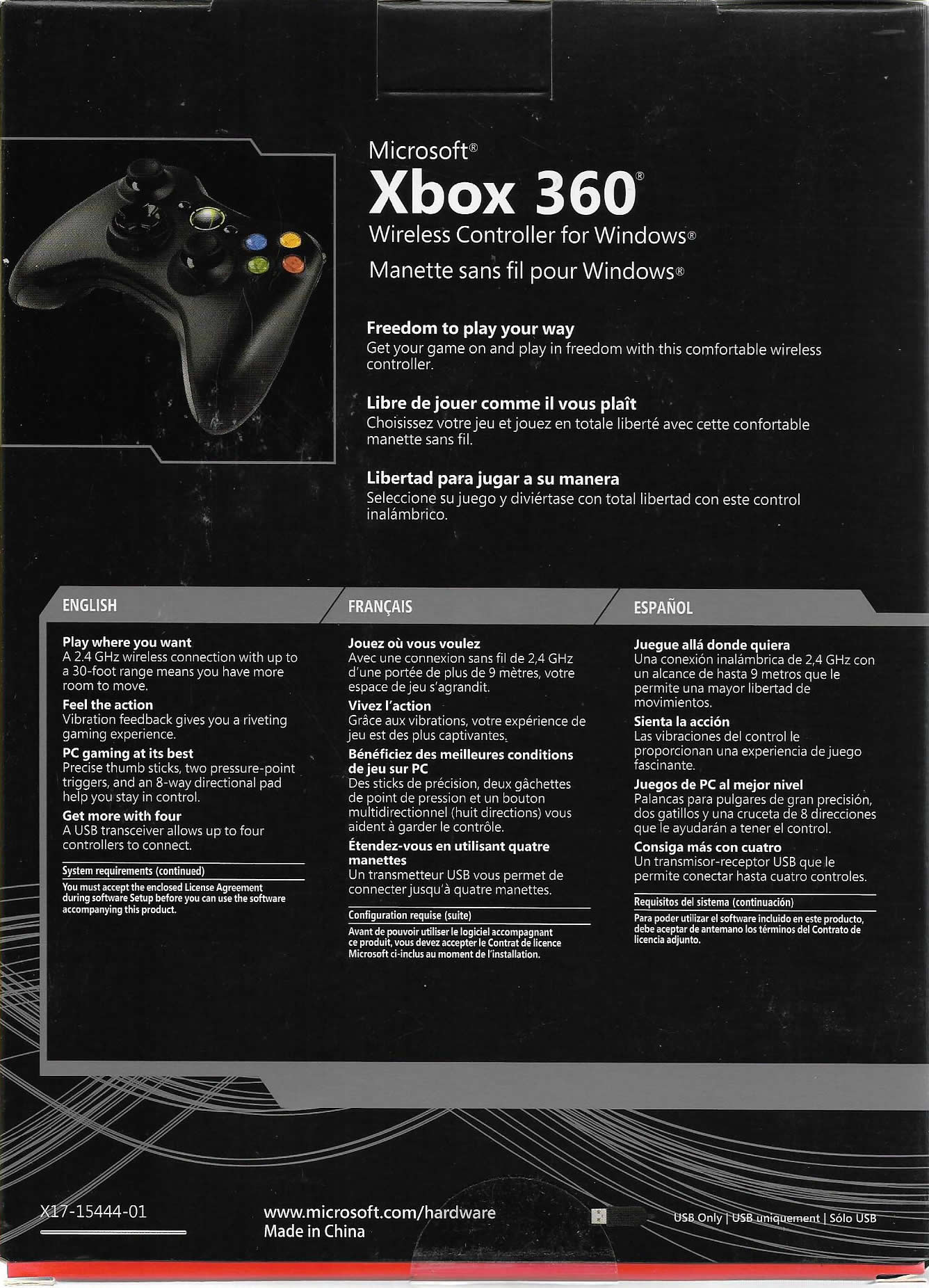 CONTROL XBOX 360 INALAMBRICO NEGRTO - Image 4