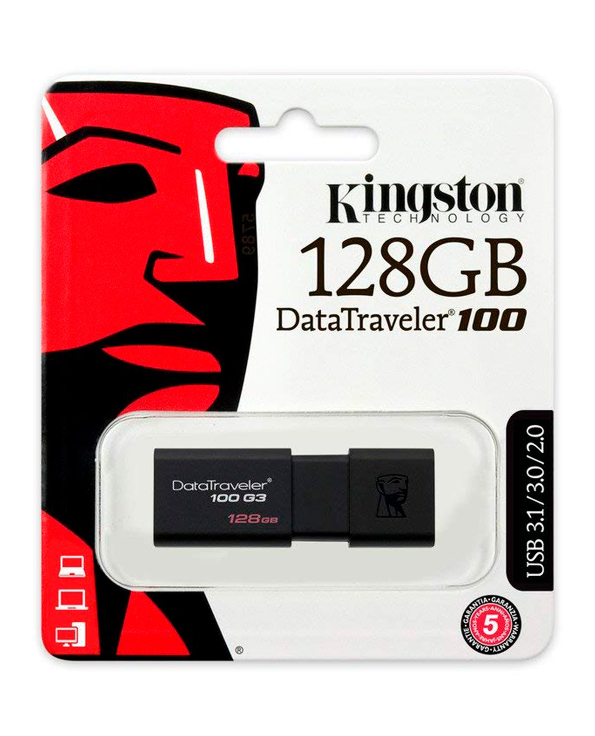 MEMORIA USB 3.0 KINGSTON DATATRAVELER 100 G3 128GB NEGRO - Image 3