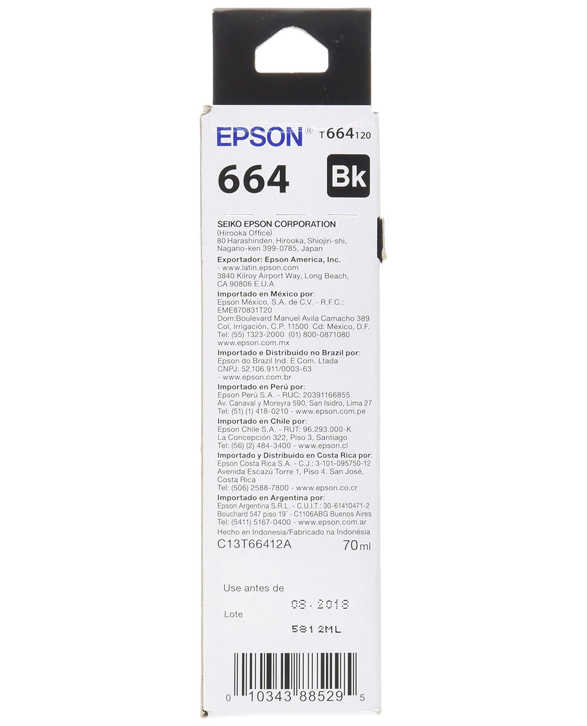 BOTELLA DE TINTA EPSON T664 NEGRA - Image 2