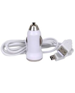 CARGADOR DE AUTO HYPE CON CABLE MINI USB BLANCO