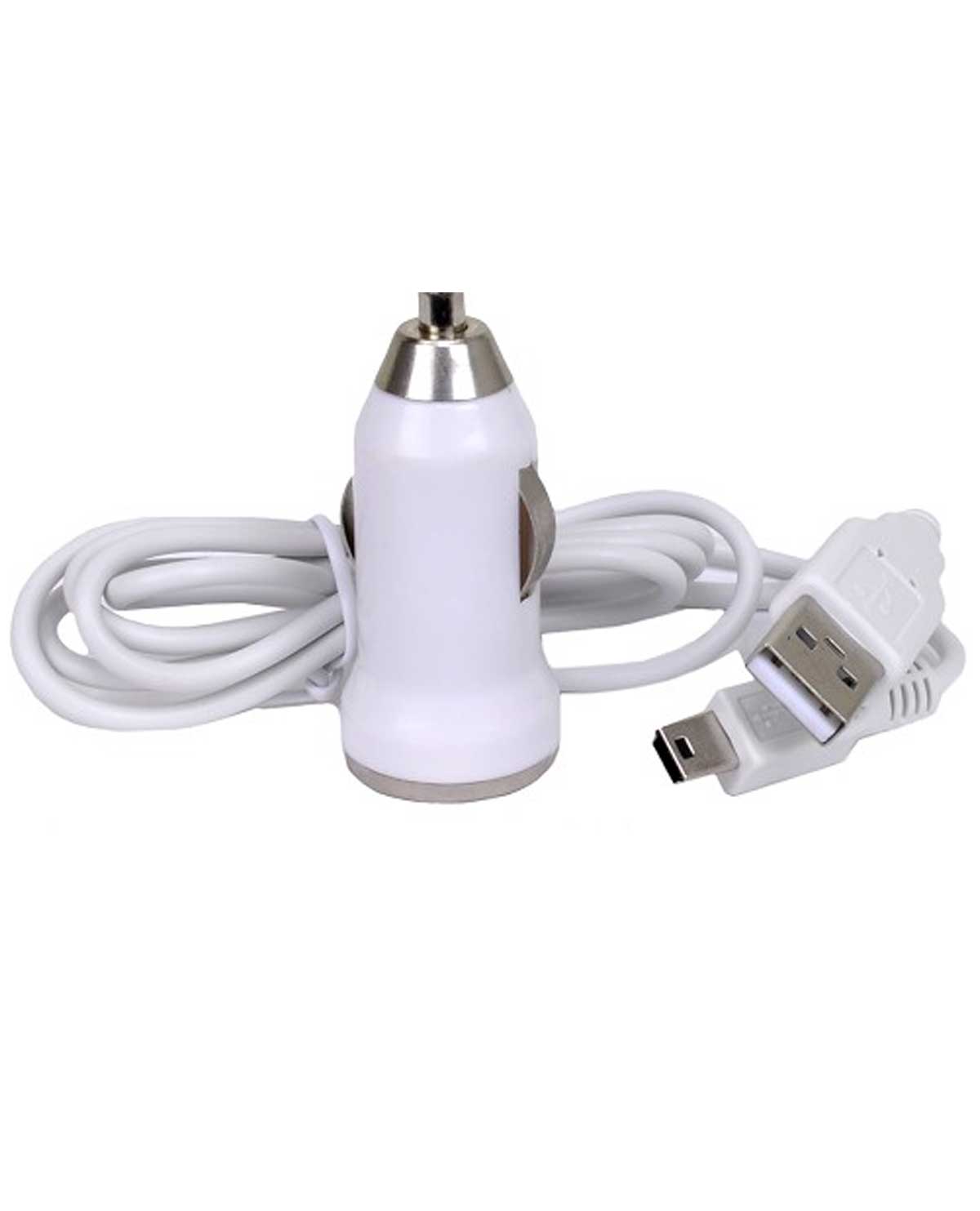 CARGADOR DE AUTO HYPE CON CABLE MINI USB BLANCO