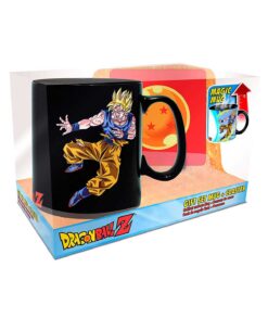 SET DE TAZA SENSIBLE A CALOR Y PORTAVASO DRAGON BALL Z GOKU VS BUU