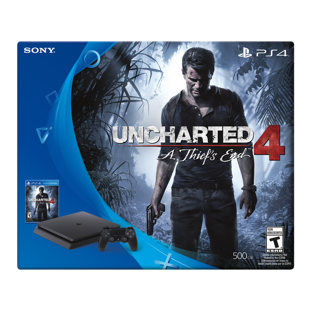 CONSOLA PLAYSTATION 4 SLIM NEGRO 500GB CON UNCHARTED 4