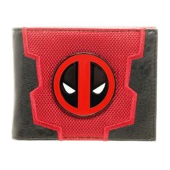 CARTERA DEADPOOL CON PLACA METALICA ROJA
