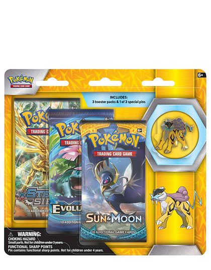 TRIPLE SOBRE POKEMON TRADING CARD GAME LEGENDARY BEASTS RAIKU PIN COLLECTION