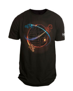 PLAYERA ROCKET LEAGUE LOGO MULTICOLOR EN ORBITA NEGRA 2XGRANDE