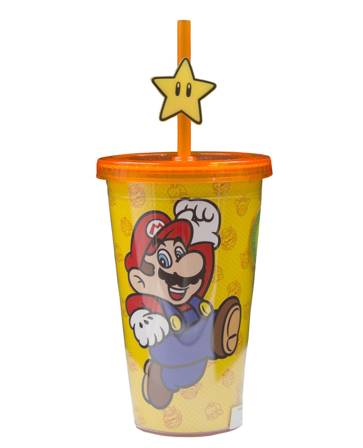 VASO DE PLASTICO CON POPOTE SUPER MARIO STAR
