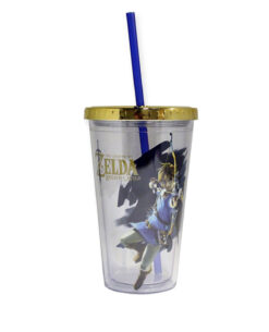 VASO DE PLASTICO CON POPOTE THE LEGEND OF ZELDA BREATH OF THE WILD LINK ARQUERO