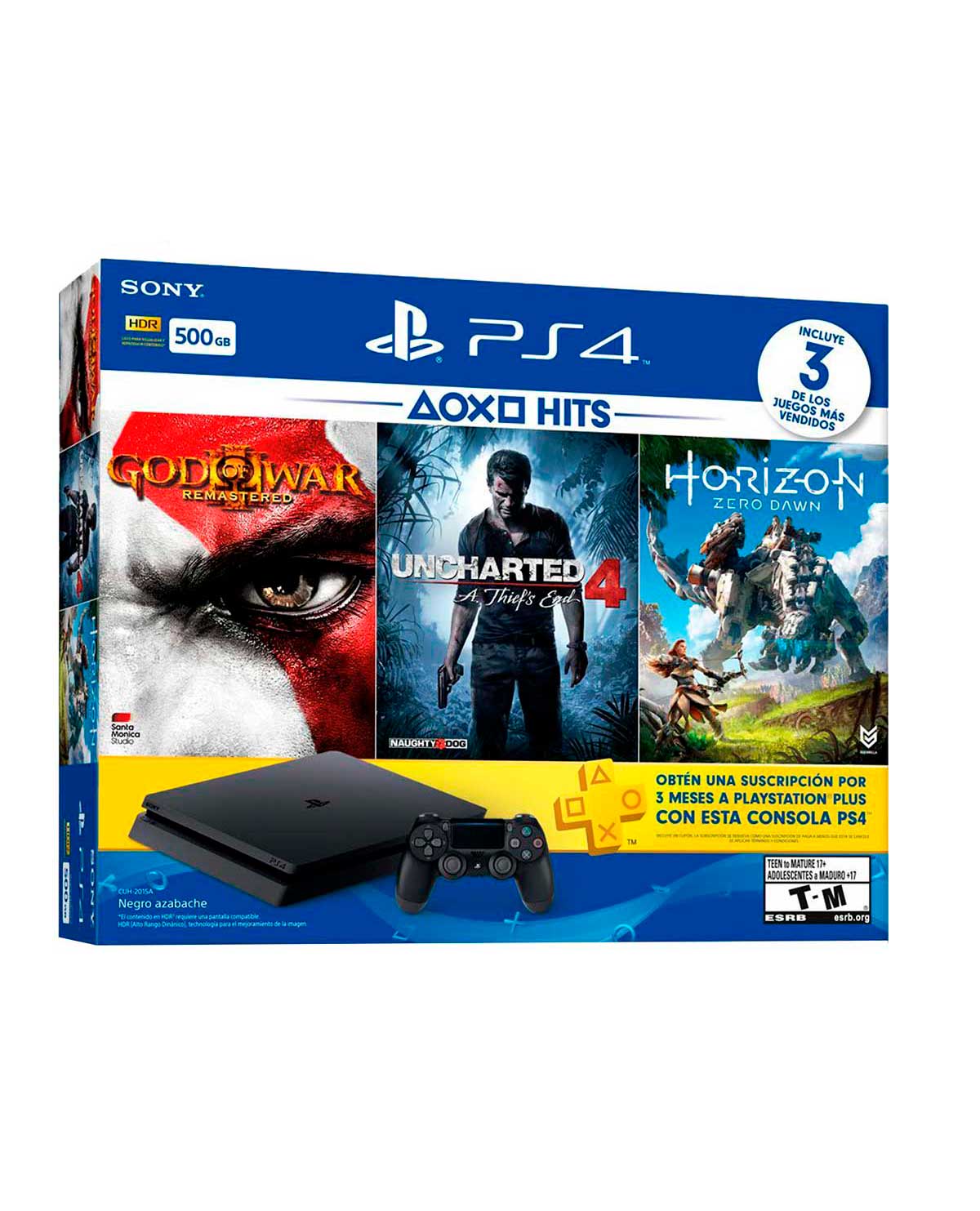 CONSOLA PLAYSTATION 4 SLIM NEGRO 500GB HITS BUNDLE 2