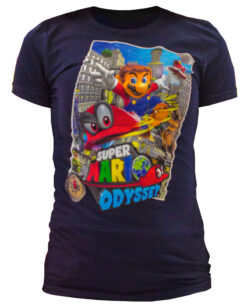 PLAYERA SUPER MARIO ODYSSEY AZUL PARA DAMA MEDIANA