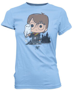 PLAYERA POP HARRY POTTER CON HEDWIG AZUL CHICA