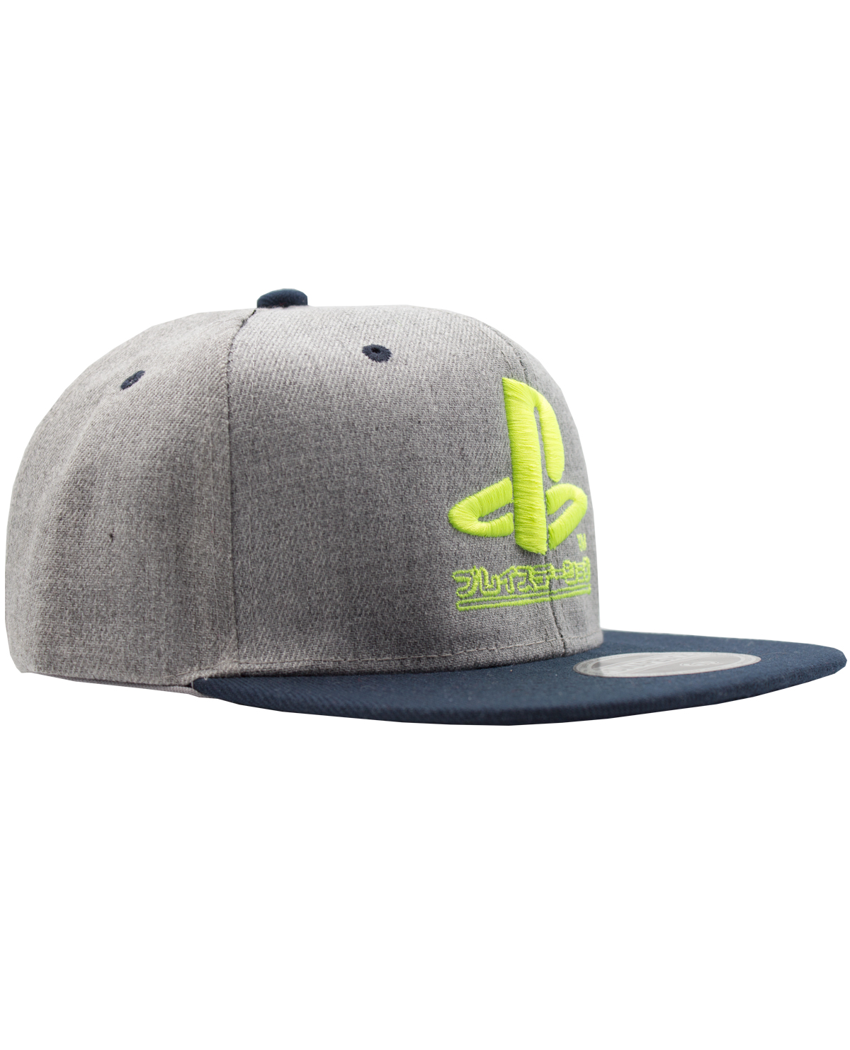 GORRA SNAPBACK PLAYSTATION KATAKANA NEON GRIS