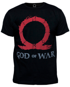 PLAYERA GOD OF WAR LOGO VERTICAL NEGRA EXTRA GRANDE