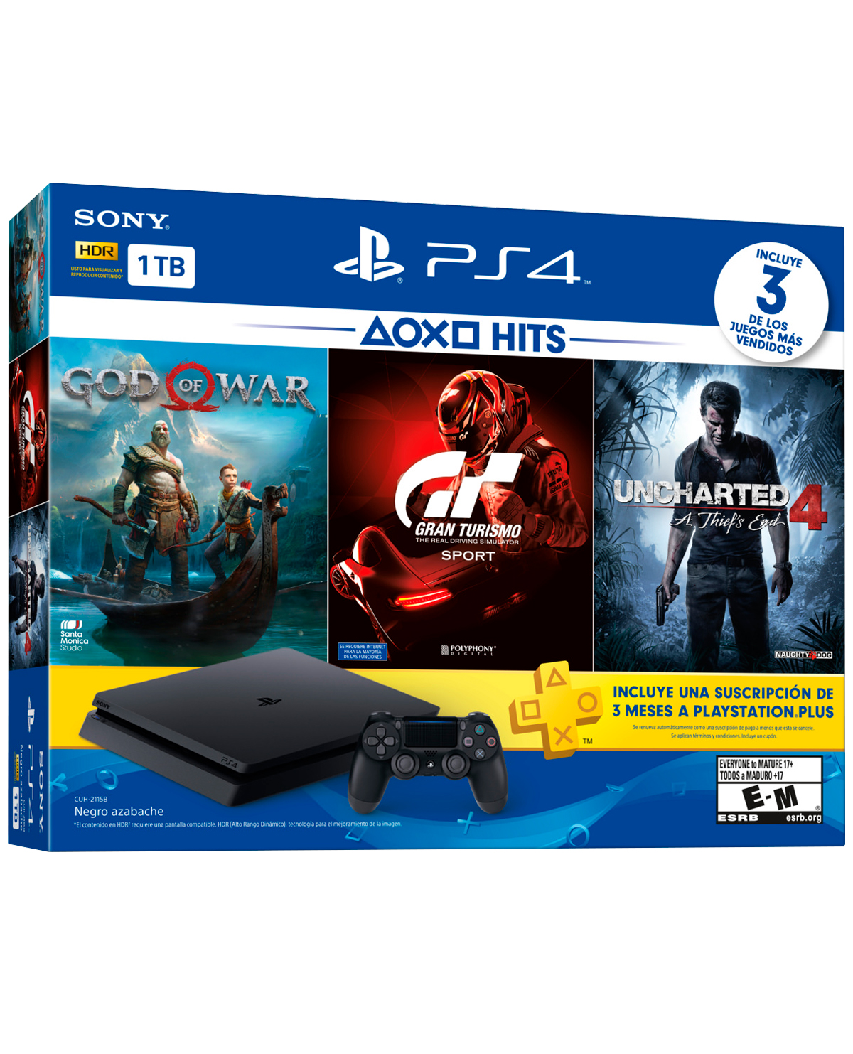 CONSOLA PLAYSTATION 4 SLIM NEGRO 1TB HITS BUNDLE 3