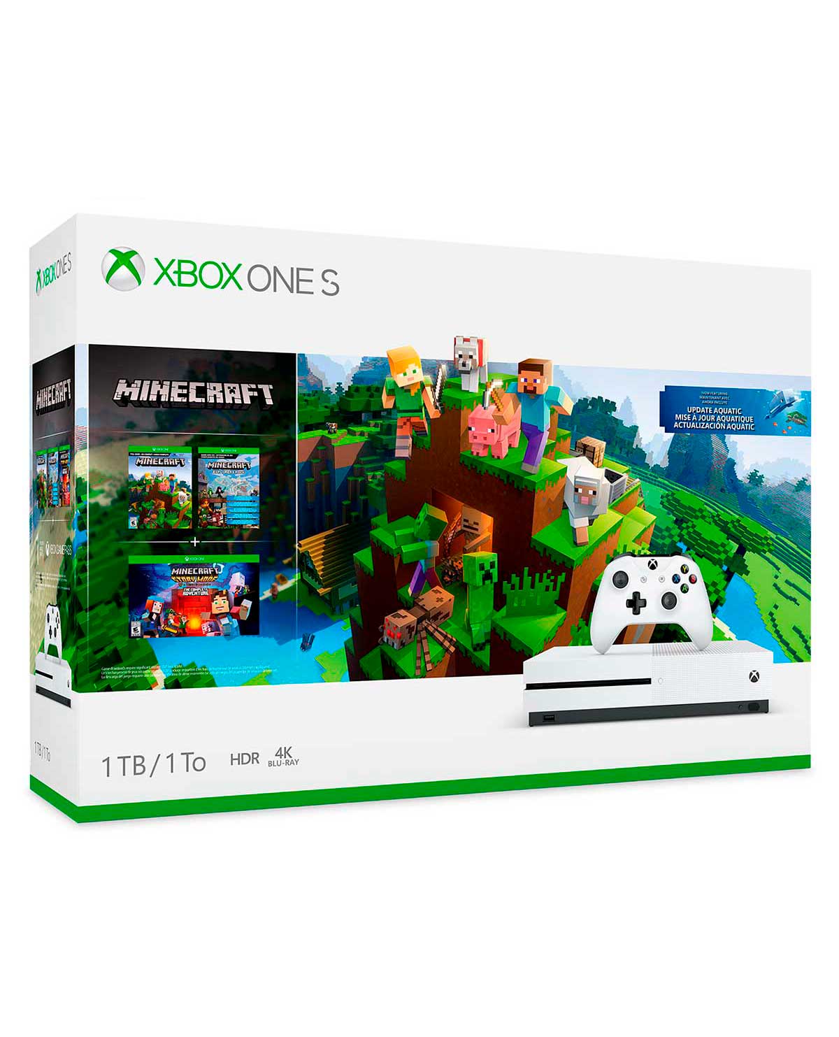 CONSOLA XBOX ONE S BLANCO 1TB CON MINECRAFT COMPLETE ADVENTURE