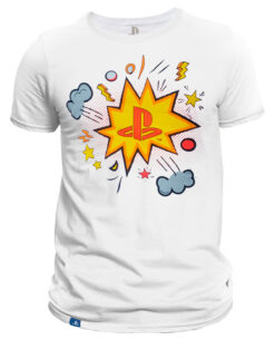 PLAYERA PLAYSTATION COMIC BLANCA MEDIANA