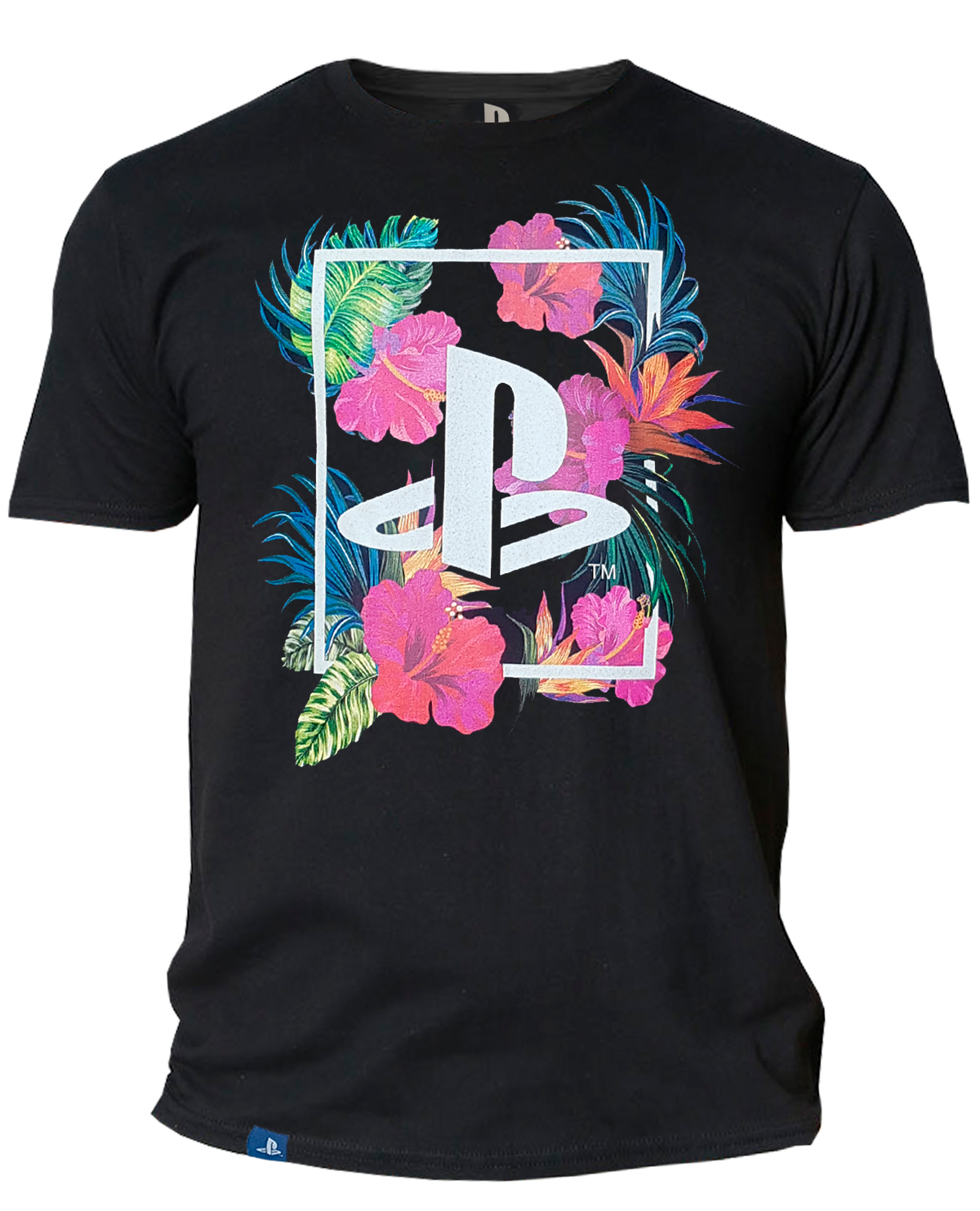 PLAYERA PLAYSTATION TROPICAL NEGRA MEDIANA