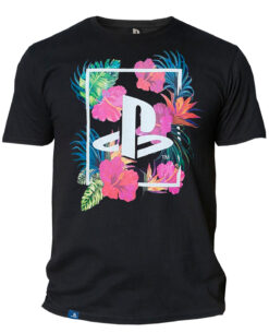 PLAYERA PLAYSTATION TROPICAL NEGRA GRANDE