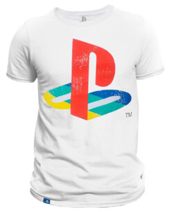 PLAYERA PLAYSTATION LOGO RETRO BLANCA MEDIANA