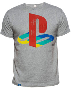PLAYERA PLAYSTATION LOGO RETRO GRIS MEDIANA