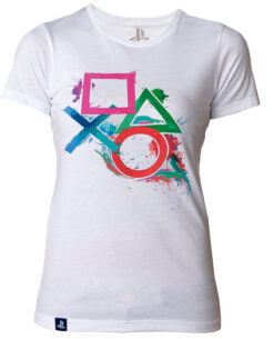 PLAYERA PARA DAMA PLAYSTATION ICONOS BLANCA MEDIANA