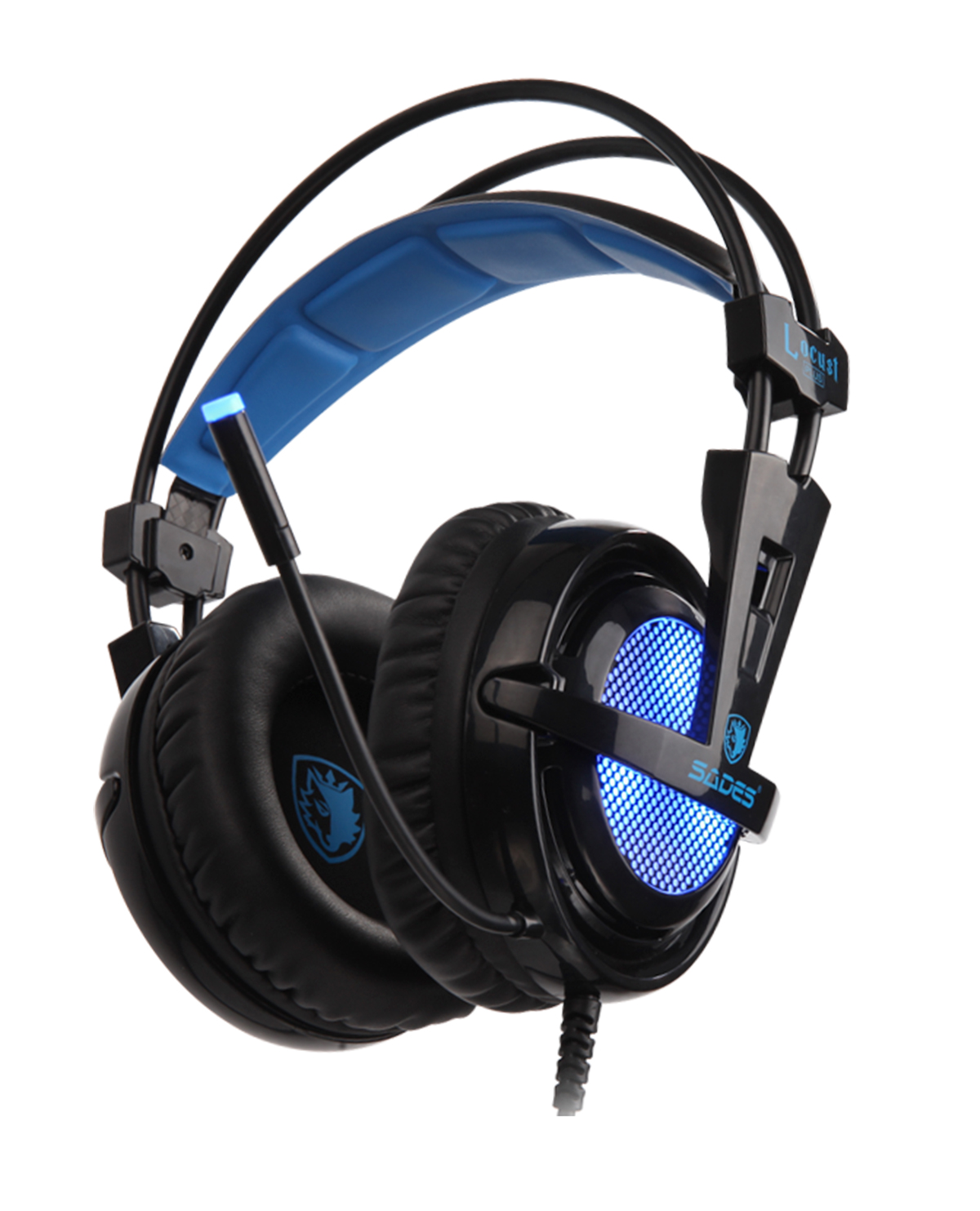 HEADSET PC SADES LOCUST PLUS NEGRO Y AZUL