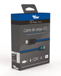 CABLE DE CARGA LED GP USB A MICRO USB AZUL 3 METROS