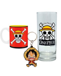 SET DE VASO LLAVERO Y TAZA ONE PIECE LUFFY