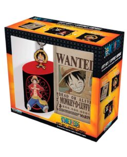 SET DE TAZA CUADERNO Y LLAVERO ONE PIECE LUFFY