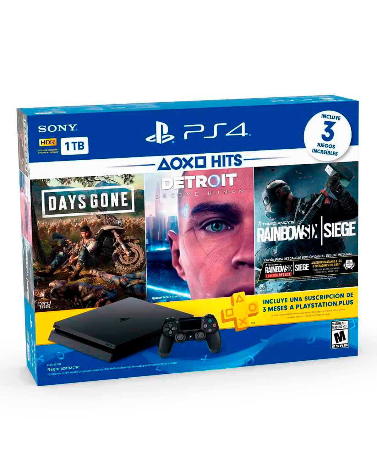 CONSOLA PLAYSTATION 4 SLIM NEGRO 1TB HITS BUNDLE 5