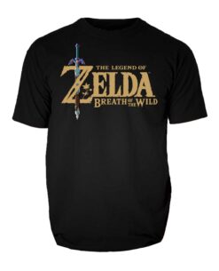 PLAYERA THE LEGEND OF ZELDA BREATH OF THE WILD LOGO DORADO NEGRA GRANDE