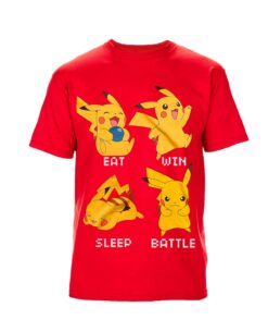 PLAYERA INFANTIL POKEMON PIKACHU ACTIVIDADES ROJA CHICA