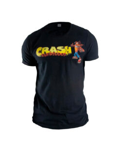 PLAYERA CRASH BANDICOOT YELLOW LETTERS NEGRA MEDIANA