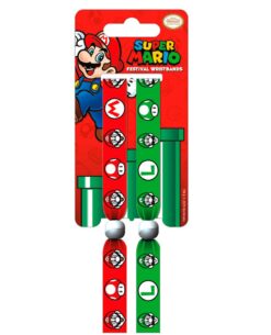 PULSERA DE TELA DOBLE SUPER MARIO LUIGI Y MARIO