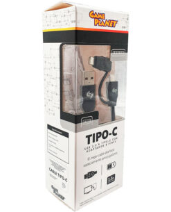 CABLE USB TIPO C CON ADAPTADOR 8 PIN NEGRO 1.2M