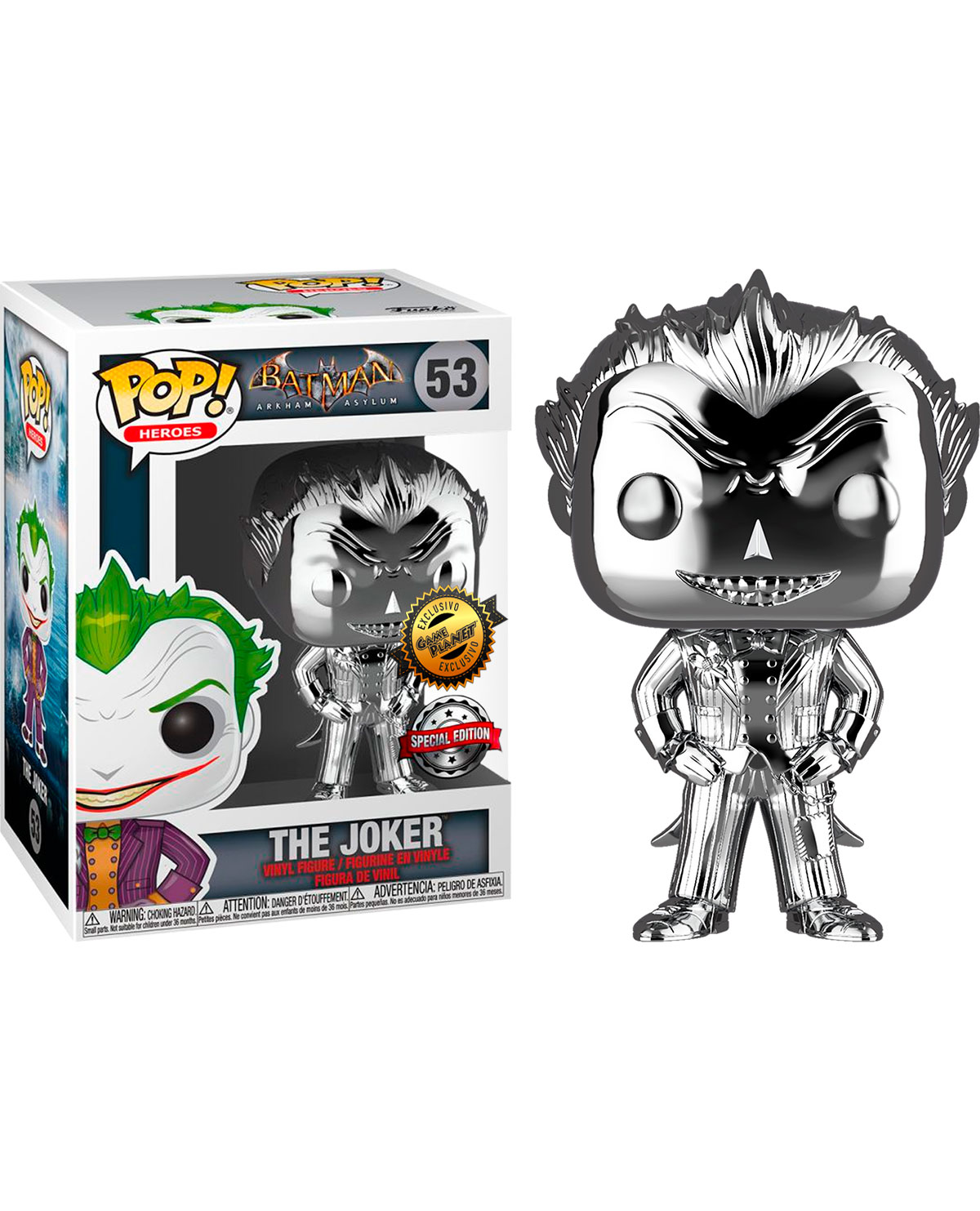 FIGURA POP BATMAN ARKHAM ASYLUM JOKER CROMADO PLATEADO EXCLUSIVO GP Y G - Image 2