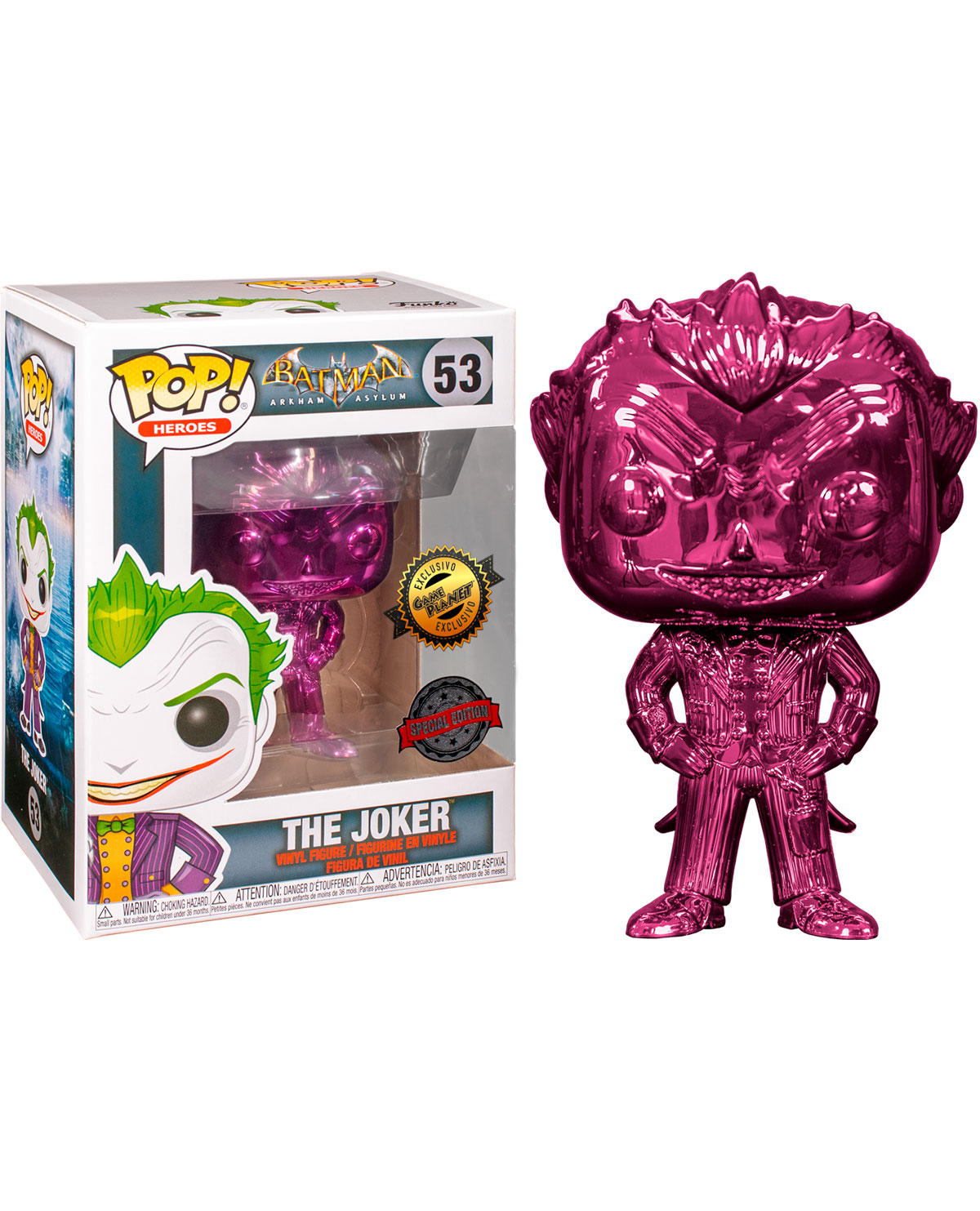 FIGURA POP BATMAN ARKHAM ASYLUM JOKER CROMADO MORADO EXCLUSIVO GP Y G - Image 2