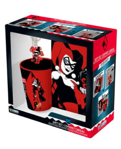 SET DE TAZA LLAVERO Y CUADERNO HARLEY QUINN