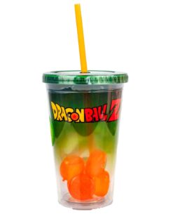 VASO DE PLASTICO CON POPOTE DRAGON BALL Z SHENRON