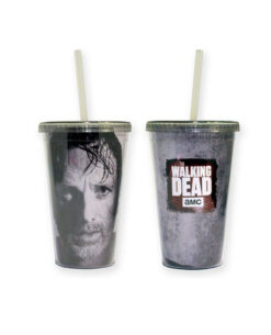 VASO DE PLASTICO CON POPOTE THE WALKING DEAD RICK GRIMES
