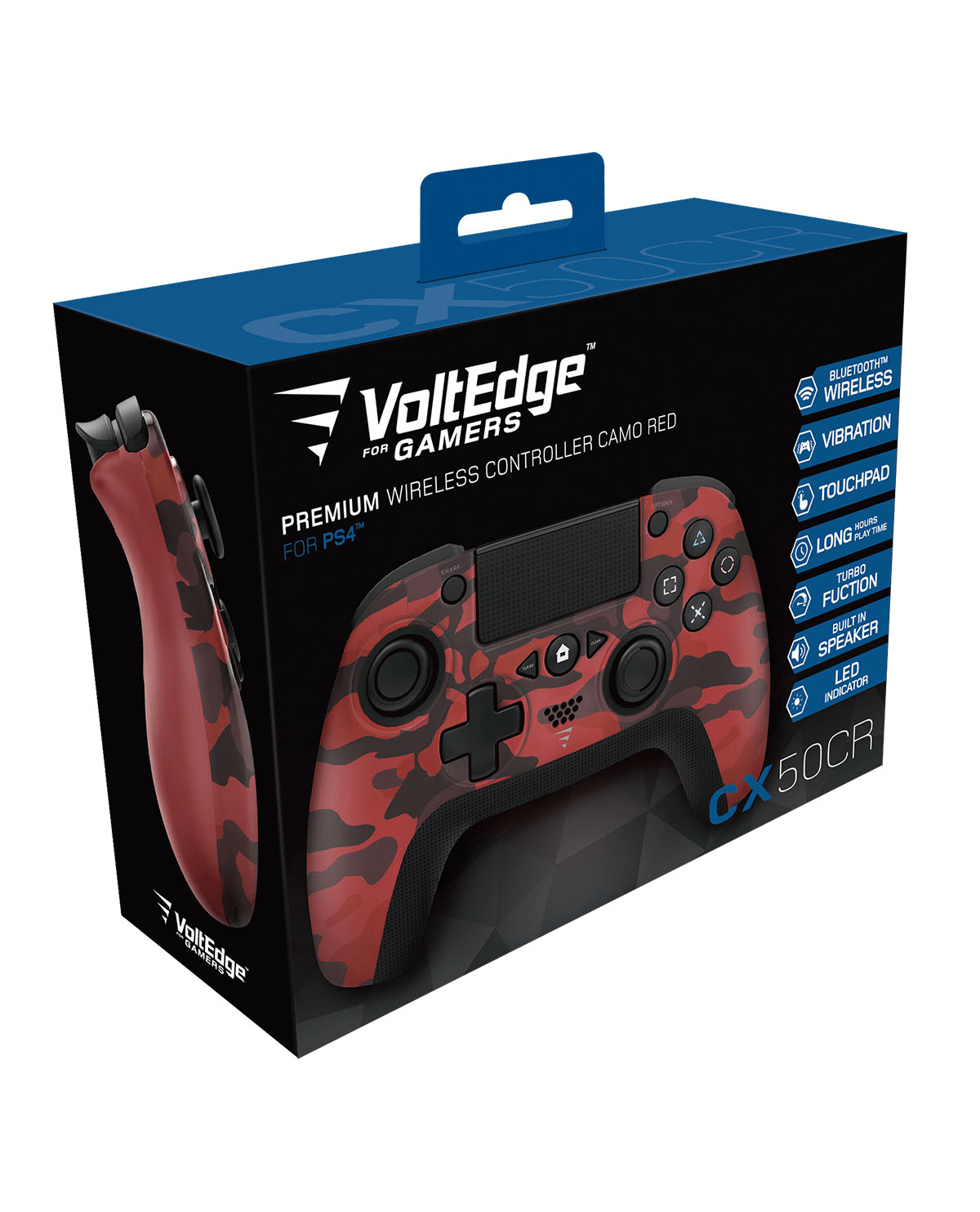 CONTROL INALAMBRICO PLAYSTATION 4 VOLTEDGE CX50 RED CAMO