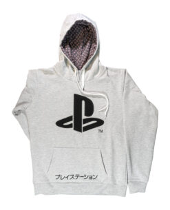 SUDADERA PLAYSTATION LOGO KATAKANA DAMA GRIS CHICA